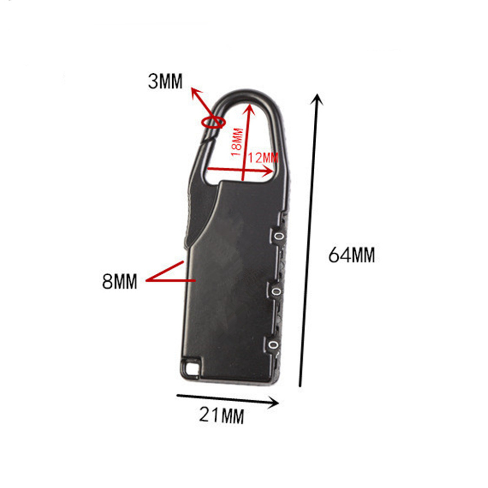 keyless combination padlocks 3 digit luggage zipper pad lock