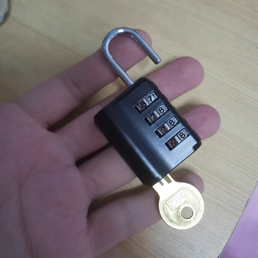 Combination and key open padlock 4 number combination padlock with master key