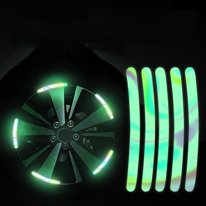 Wheel Hub Decals Reflective Car Reflector Strips Tape Rim Stickers