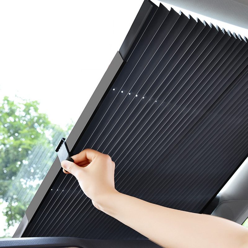 46/65/70/80cm Auto Automatic Retractable Sunshade Sunscreen Insulation Front Gear Car Sun Visor Car Windshield Shade