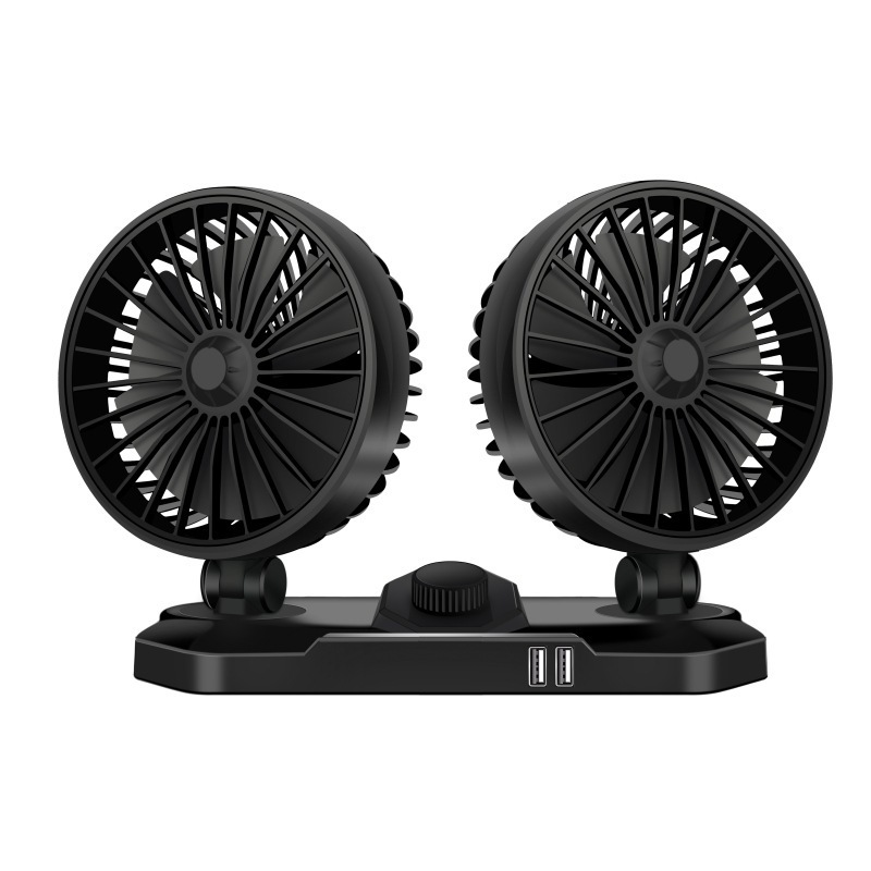 Hot selling adjustable wind speed 12v 24v Vehicle Fan Universal Double Head Car Cooling Fan