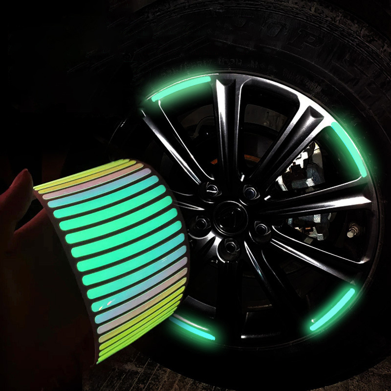 20pcs Per Set Wheel Hub Decals Reflective Car Reflector Strips Tape Rim Stickers