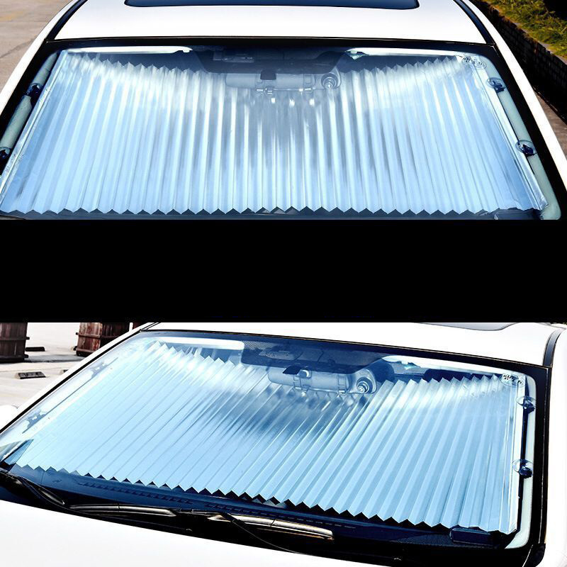 46/65/70/80cm Auto Automatic Retractable Sunshade Sunscreen Insulation Front Gear Car Sun Visor Car Windshield Shade