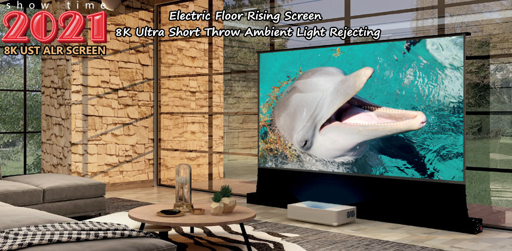 100 Inch 8K HD Movie UST ALR Electric Motor Floor Rising Projection Display Screen For Ultra Short Throw Laser TV Projector 16:9