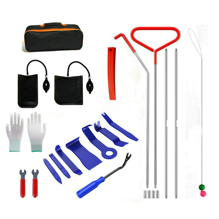 Wholesale hot selling professional 13&17pcs  car opener tool kit Pick Lock Set Car Lockout Kit With Long Reach Grabber Air Wedge