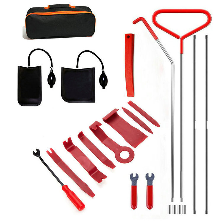 Wholesale hot selling professional 13&17pcs  car opener tool kit Pick Lock Set Car Lockout Kit With Long Reach Grabber Air Wedge