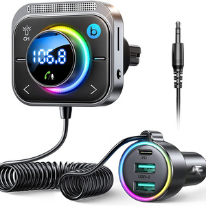 NEW Hands-Free Car Wireless FM Transmitter  Car Kit Speaker Built-in Speaker QC3.0 PD 30W Fast Charging Car Mp3 Player