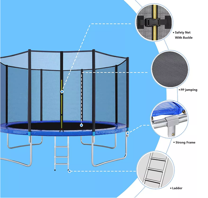 Children Rectangle Large Trampoline Garden Outdoor Fitness Rectangular Jumping Trampoline Bed Manufacturer Sale for Kids