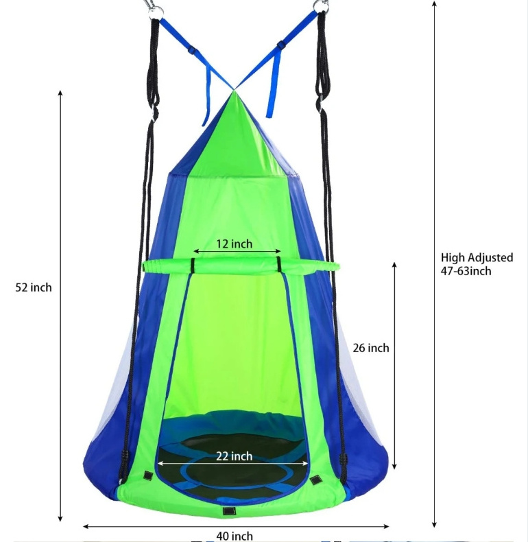 40 Inch Kids Tree Saucer Swing with Protective Tent