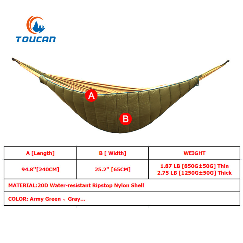 Hot Selling Outdoor Nylon Camping 20D Ripstop Nylon Ultralight Hammock Underquilt