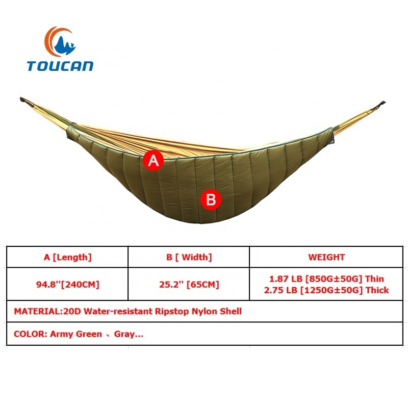 Customized Backpacking Hiking Outdoor Portable Hammock Underquilt Manufacturer