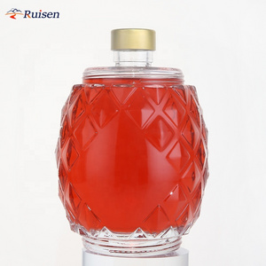 High-end custom pineapple shaped whiskey 500ml glass bottle