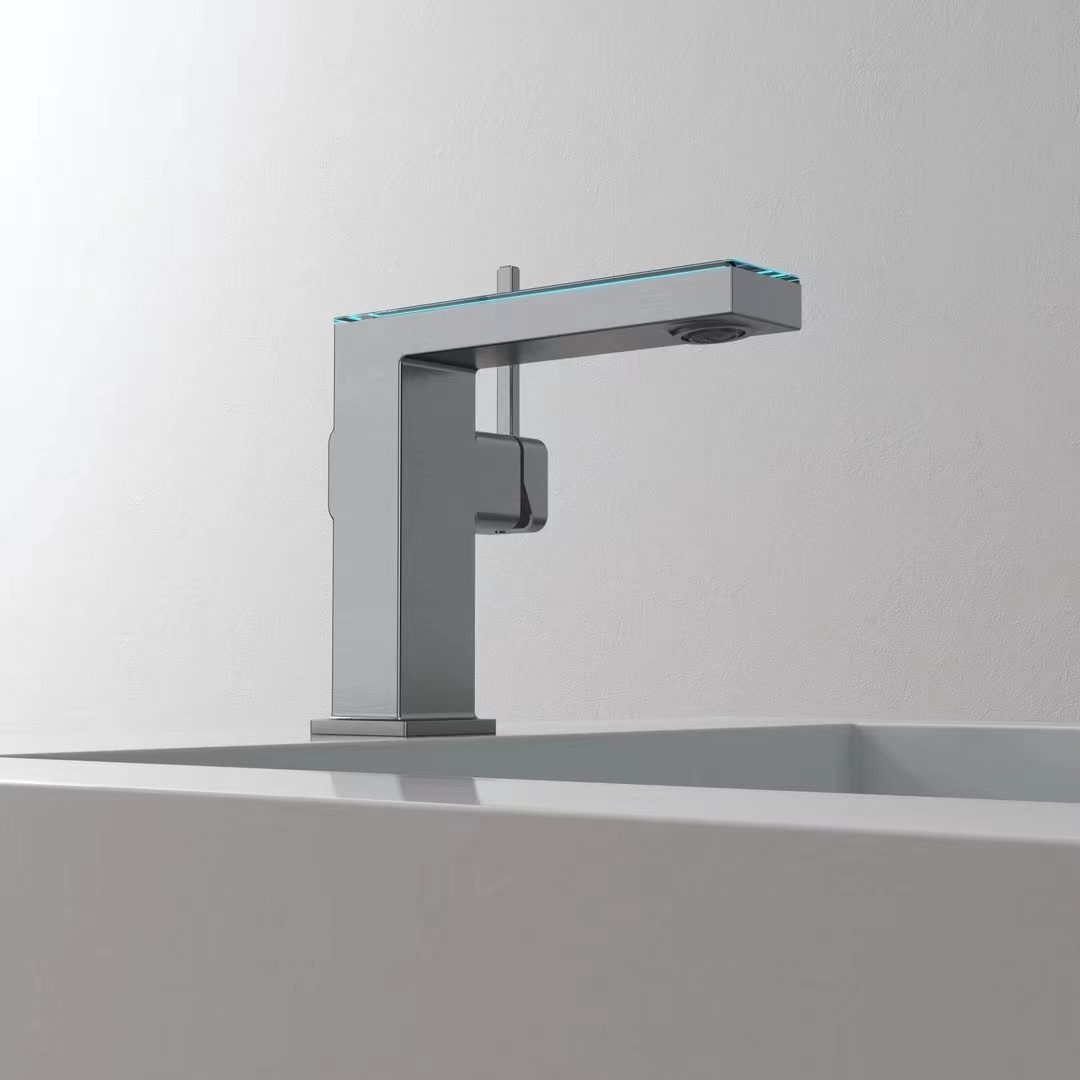 Bathroom basin faucet LED light design hydroelectric