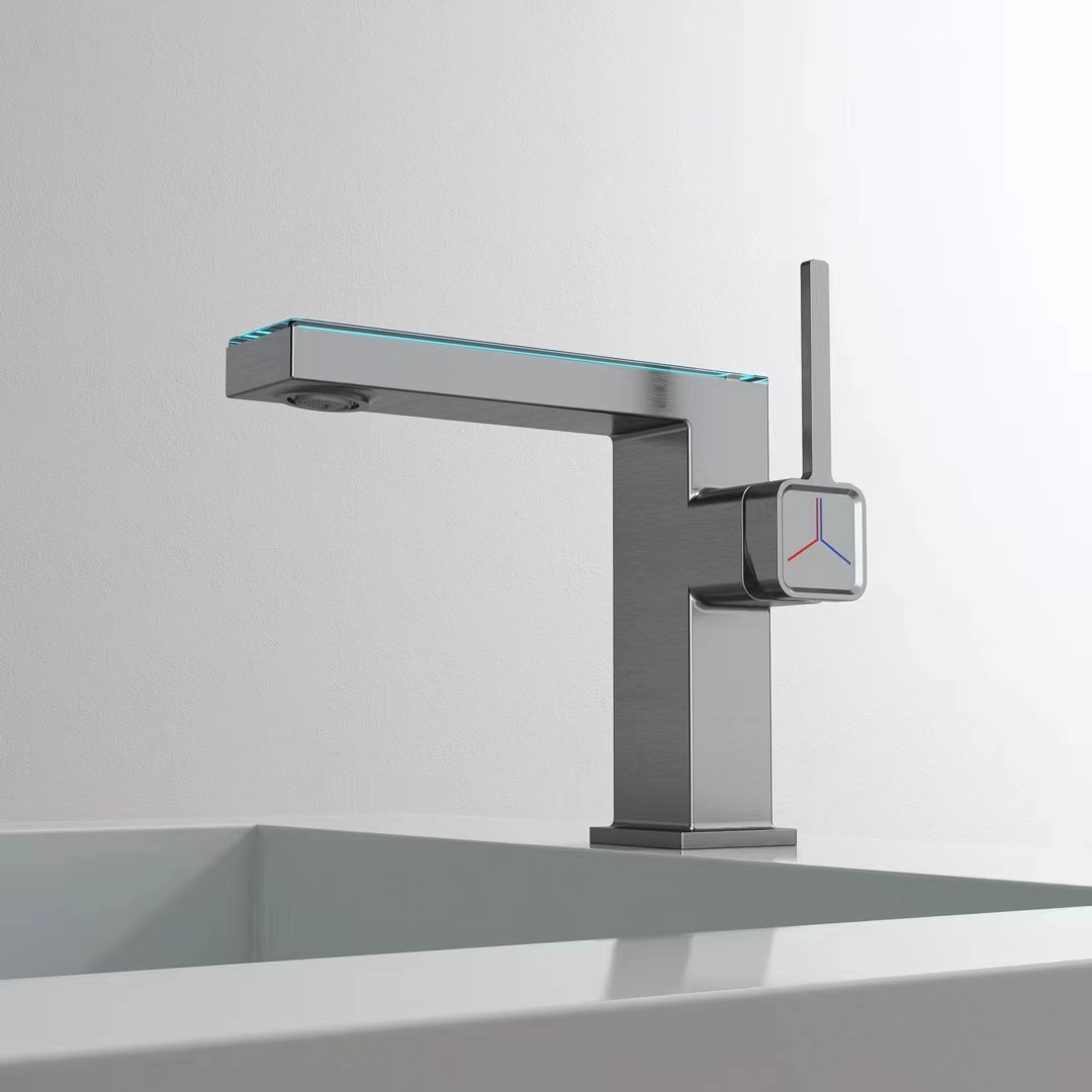 Bathroom basin faucet LED light design hydroelectric