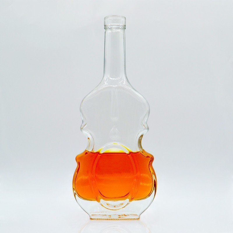 Premium Violin shaped Empty alcohol brandy whisky glass bottles Custom liquor 750ml vodka spirit glass bottles 500ml wholesale