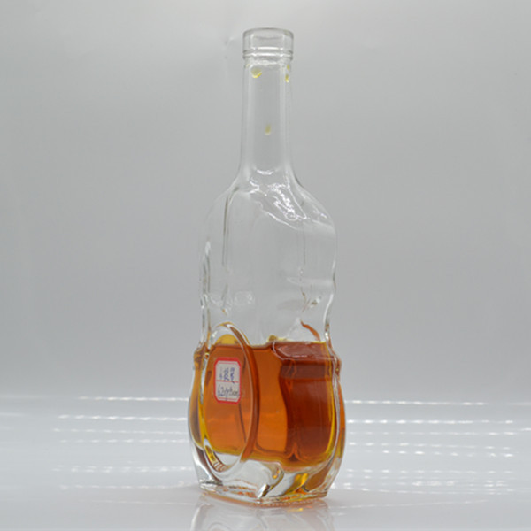 Premium Violin shaped Empty alcohol brandy whisky glass bottles Custom liquor 750ml vodka spirit glass bottles 500ml wholesale