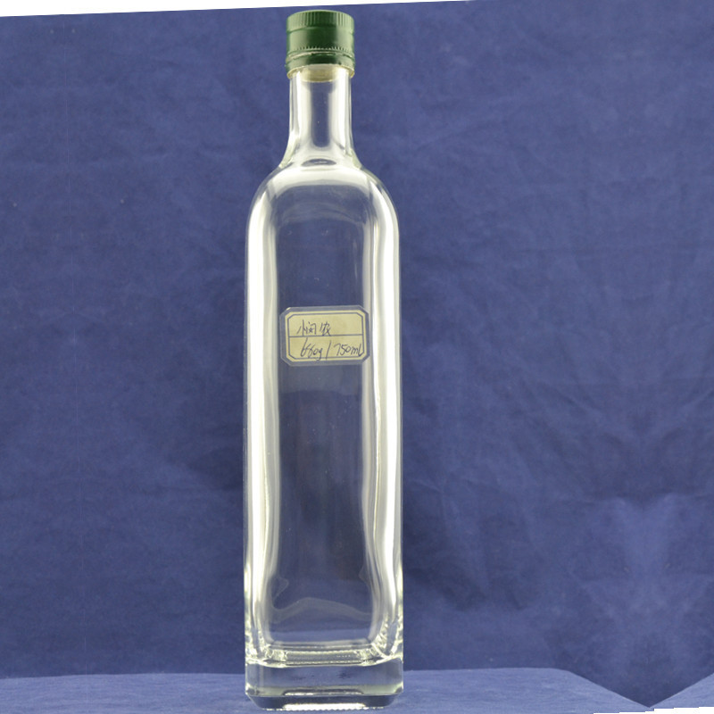 500ml 750ml 1000 ml clear empty round liquor wine  marasca olive oil glass bottles with lid essential oil bottle for cooking