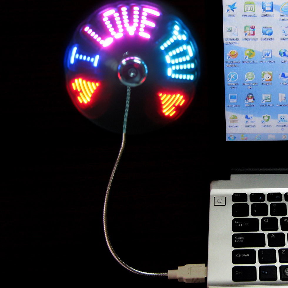 USB Programmable Message Fan LED Messaege Fan Direct Factory RGB Multicolor Desktop Computer, Laptop CE/ ROHS/EMC UF-211-06RGB