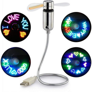 Factory Direct Flexible USB Fan Programmable LED Fan RGB Message Logo for PC Computer Laptop OEM Customized with LED Light Stock