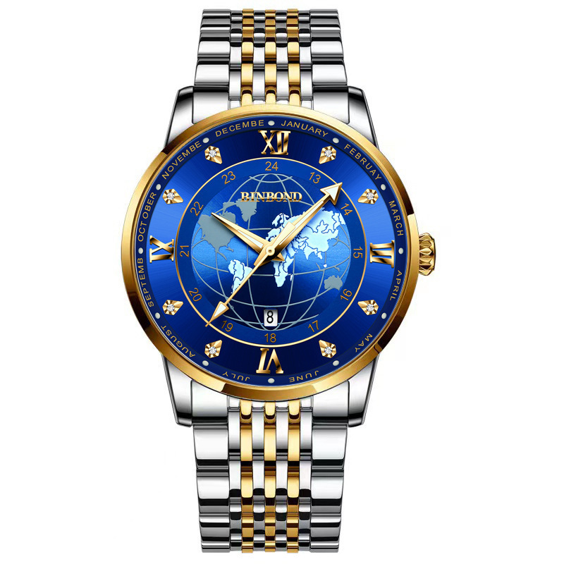 Binbang Gold Watch Men's New Quartz Waterproof Luminous Map Starry Explosions