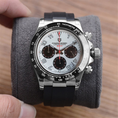 Pagani design 1687 classic gift men quartz watch futuristic Rubber strap water proof 3 dials Chronograph Casual kit