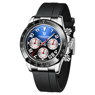 Pagani design 1687 classic gift men quartz watch futuristic Rubber strap water proof 3 dials Chronograph Casual kit