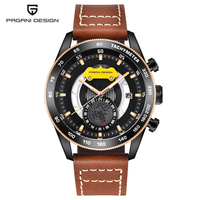 Pagani design 2767 classic gift gents quartz watch stylish Genuine Leather band 24 hour calendar Concise business set