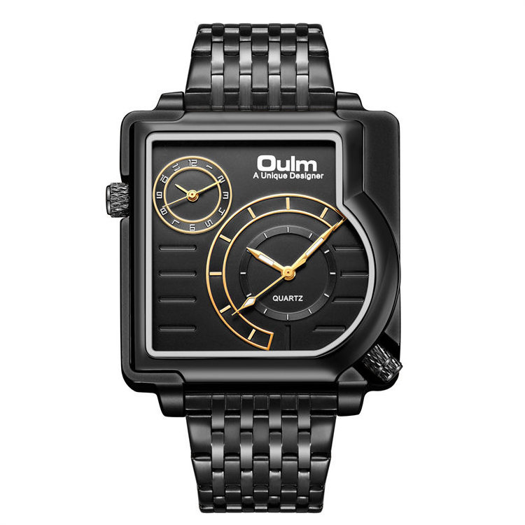 OULM HP5122 new arrival made in china male quartz watch superior Stainless steel band 2 dials heavy duty business wristwatch