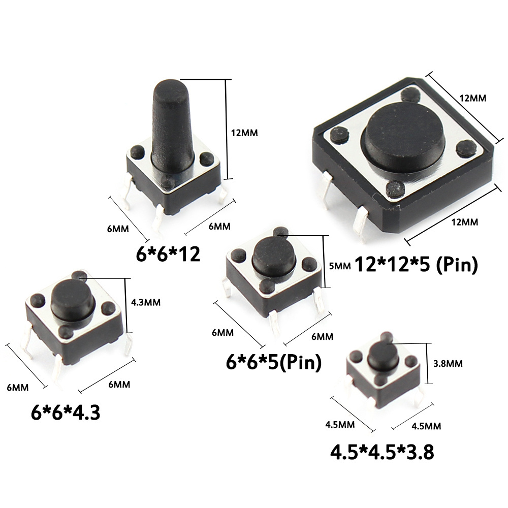 RUIST Electronic Components Micro Push Button Tact Switch Reset Mini Leaf Switch SMD DIP Push Button