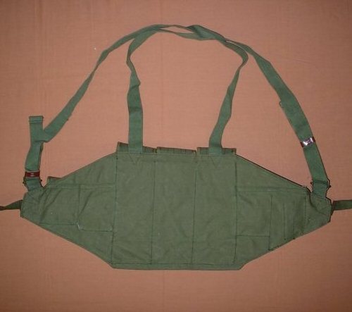 Olive Green Cotton Canvas AK chest rig with magazine pouch vest