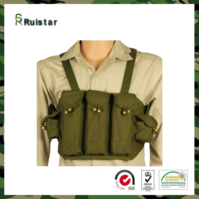 Olive Green Cotton Canvas AK chest rig with magazine pouch vest