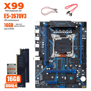 HUANANZHI X99 QD4 X99 Motherboard with combo kit set XEON E5 2670 V3 16GB 2666MHz (2*8G) DDR4 Desktop Memory NVME NGFF USB 3.0