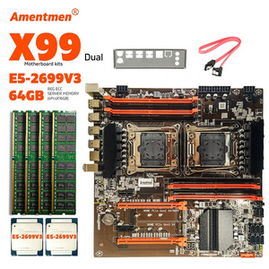 Amentmen Dual X99 Motherboard LGA2011-3 with XEON E5 2699 V3 *2 CPU With 4pcsX16GB = 64GB DDR4 2133MHz Server Memory Combo Kit