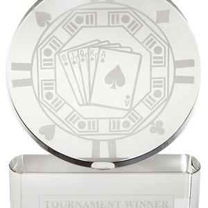 Etched Crystal Poker Chip Award Tournament Winner Poker Trophy