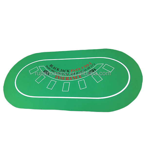 36*72inch Green Sure Stick Oval Blackjack and Texas Hold'em Poker Table Rubber Mat