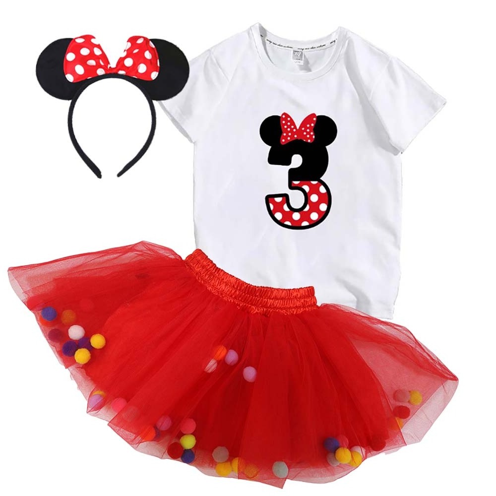 bulk wholesale baby clothes Minnie Costume 1 2 3 4 5 6 7 8 9 Years Old Girls Birthday Outfit With Mouse Ear Headband MBGO-003