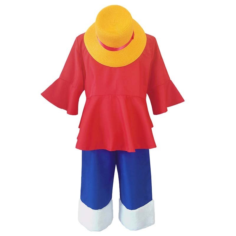 Kid Halloween Comic Con Anime Monkey Party Red Luffy cosplay costume with hat AOKB-004