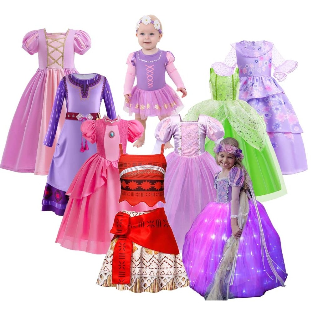 Halloween Cosplay Princess Baby Girl Party Yellow Light Up Fairy Dresses Princess costume With Petticoat Crown HCSW-001