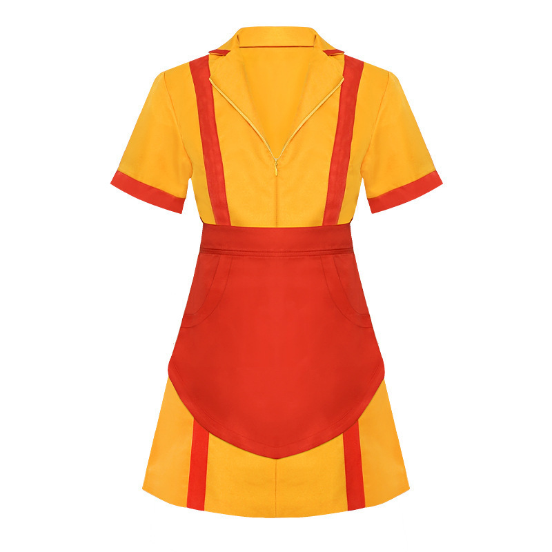 Halloween Party Wear Broke Girls Cosplay Dress Max Caroline Waitress Costume with Apron MCAW-002