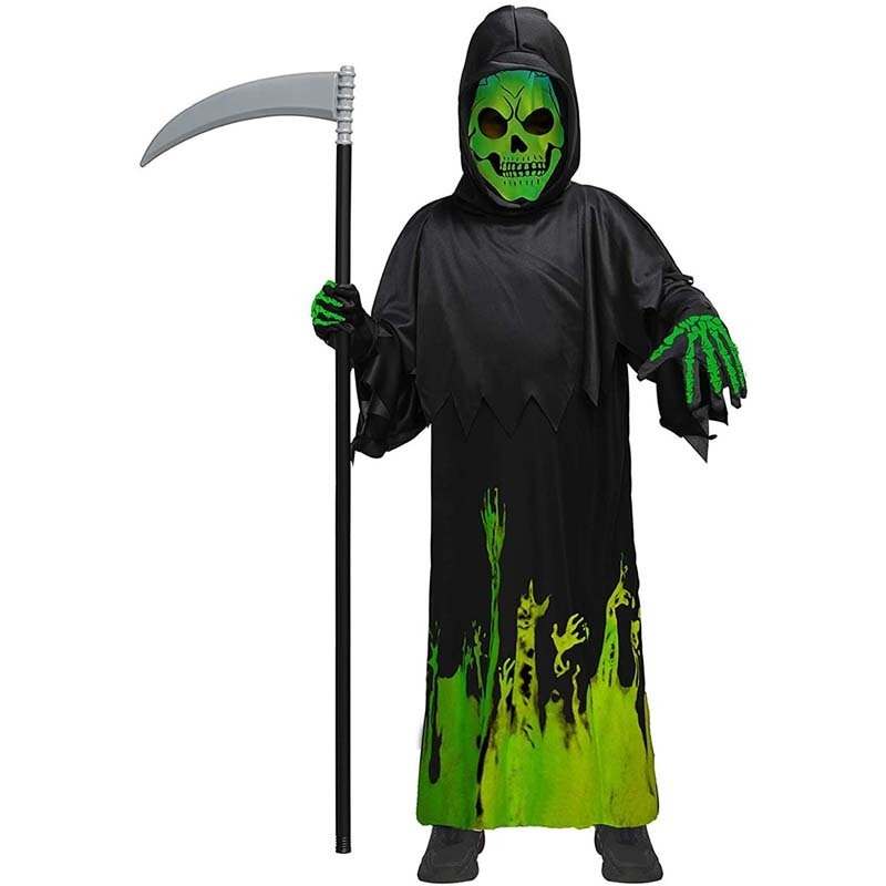 2023 Halloween Kids Glow in the Dark Deluxe Grim Reaper Costumes With Scythe ZBHC-005