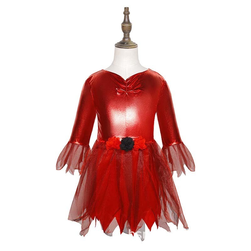 Girl Carnival Halloween Satan Delightful red devil costumes with red devil horns ZMHC-018