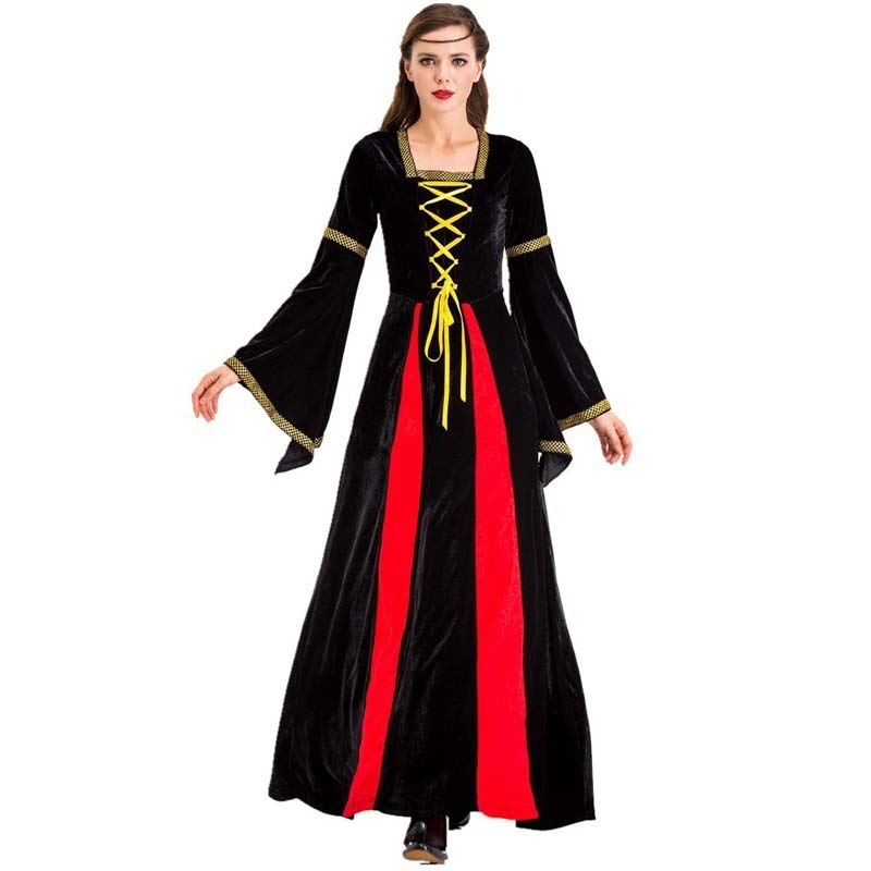 Carnival Halloween Plus Size S-5X European Renaissance Medieval Thin Dress WDEC-018