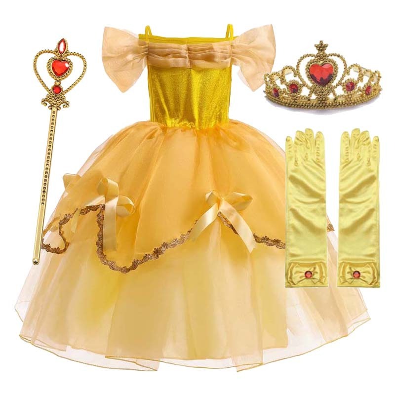 Hot Sell In 2023 Girls Fairy Costume Princess Yellow Girl Princess Costume With Full Accessories HCBL-010