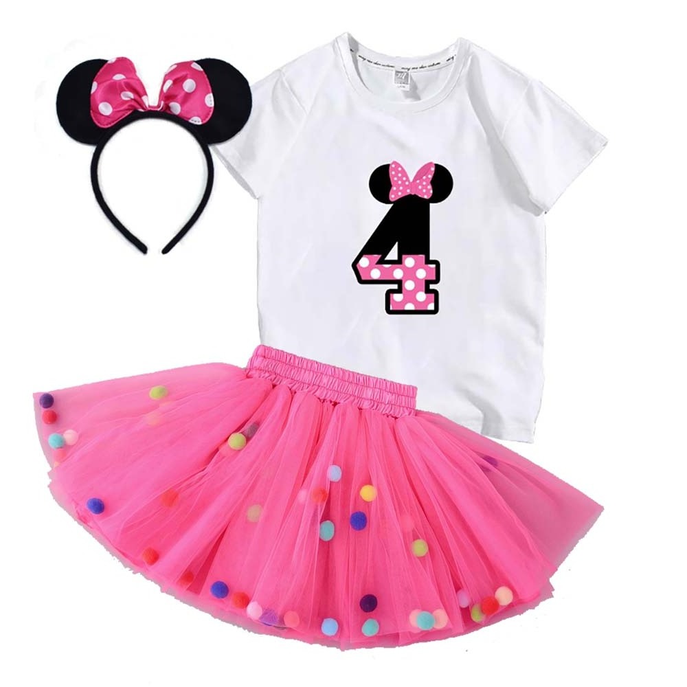 bulk wholesale baby clothes Minnie Costume 1 2 3 4 5 6 7 8 9 Years Old Girls Birthday Outfit With Mouse Ear Headband MBGO-003