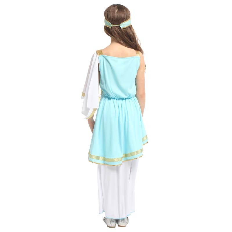 Adult halloween party white blue Athena goddess dress costume AWHC-019