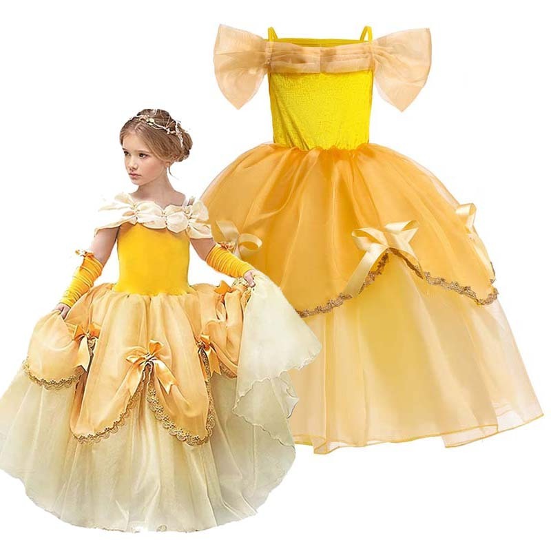 Hot Sell In 2023 Girls Fairy Costume Princess Yellow Girl Princess Costume With Full Accessories HCBL-010