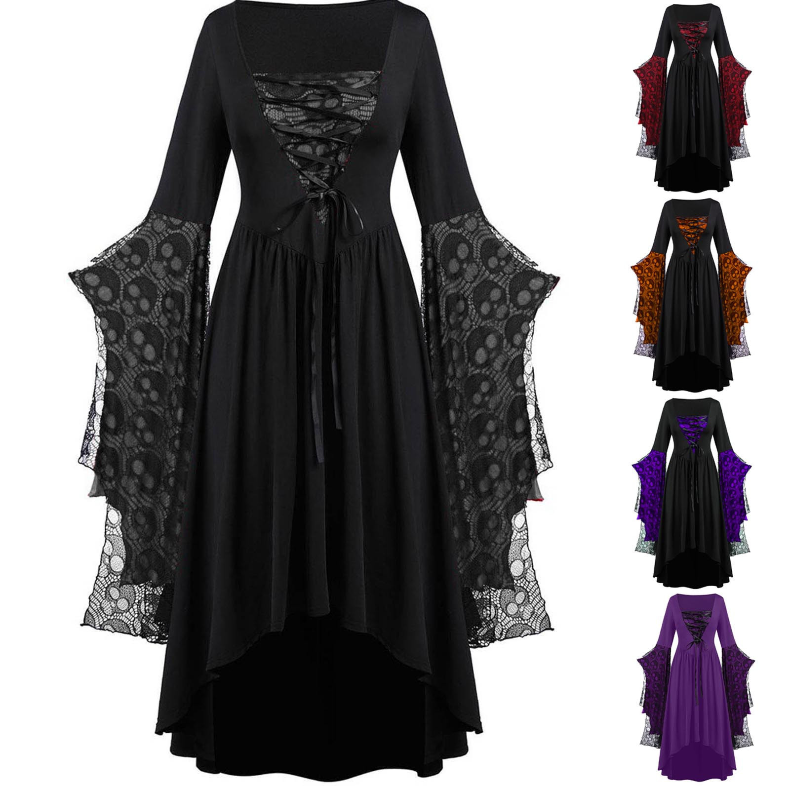 Halloween Gothic Oversize Bandage Lace-up Witch Cosplay Costumes For Women HCVM-019