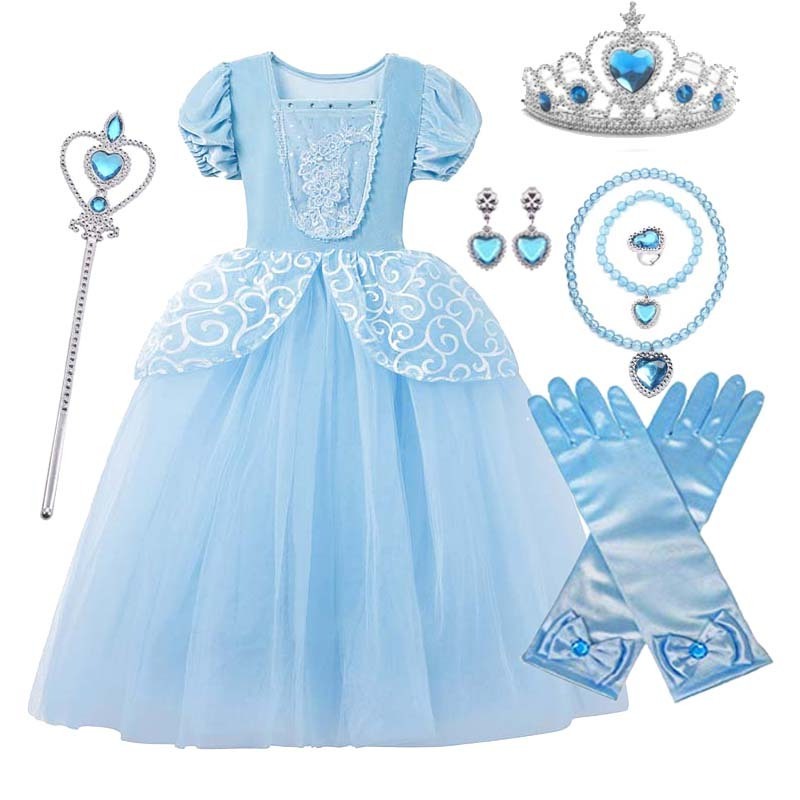 Halloween Party Princess Dress up Girls Sleeping Kids Princess Dress With Accessories HCGD-001