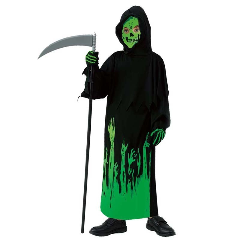 2023 Halloween Kids Glow in the Dark Deluxe Grim Reaper Costumes With Scythe ZBHC-005