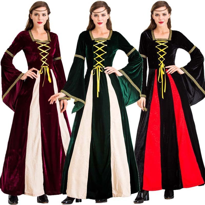 Carnival Halloween Plus Size S-5X European Renaissance Medieval Thin Dress WDEC-018